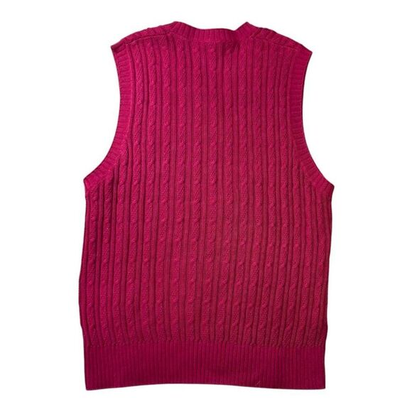 Bobby Jones Collection Mens Red Cable Knit Sweater Vest Large 100% Cotton Slim - Picture 4 of 5